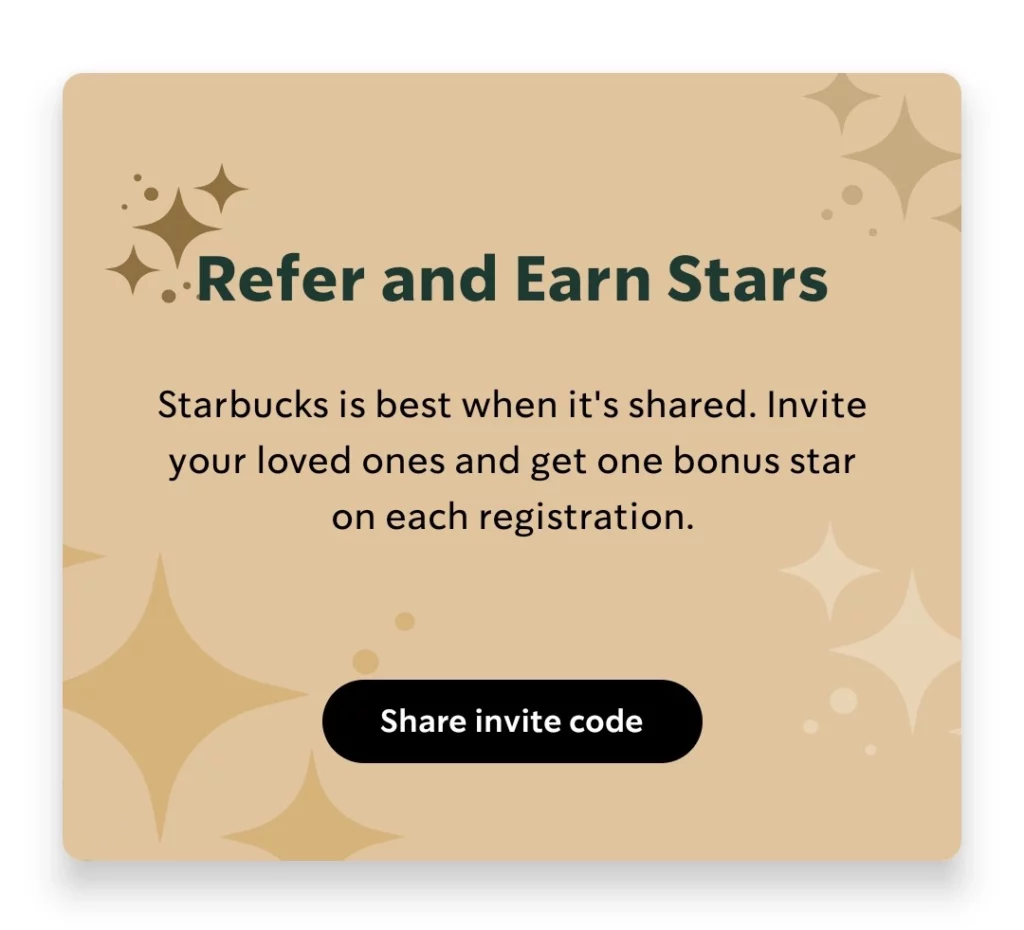 Refer and earn stars on starbucks